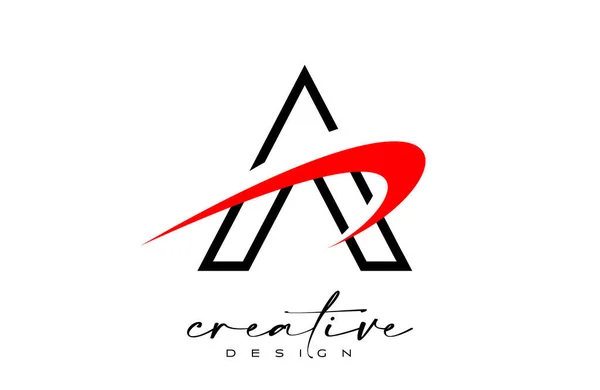 Letter Logo Design Creative Red Swoosh 약어이다 구부러진 모양의 벡터가 — 스톡 벡터