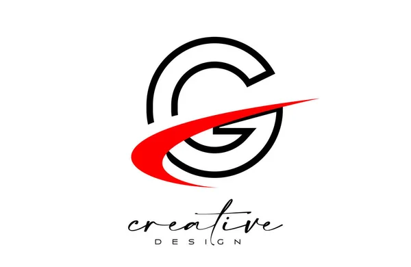 Контур Letter Logo Design Creative Red Swoosh Літера Початкова Піктограма — стоковий вектор