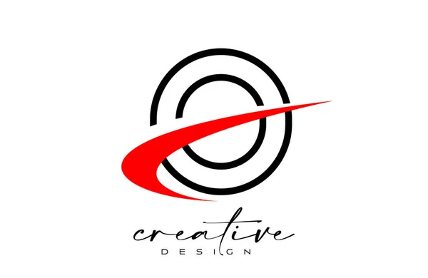 Esquema Letra Logo Design Con Creative Red Swoosh Letra Icono — Vector de stock