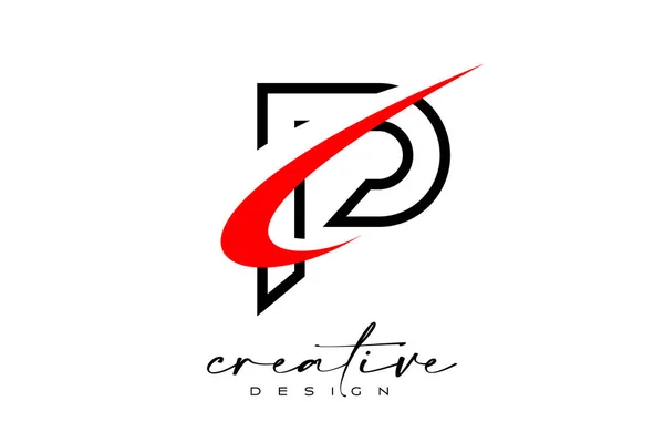 Начерк Letter Logo Design Creative Red Swoosh Літера Початкова Піктограма — стоковий вектор