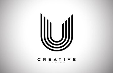 Çizgiler Siyah Çizgiler ve Monogram Yaratıcı Tasarım Vektörü U logosu