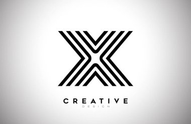 Siyah Çizgiler ve Monogram Yaratıcı Biçim Tasarım Vektörü içeren Satır X logosu