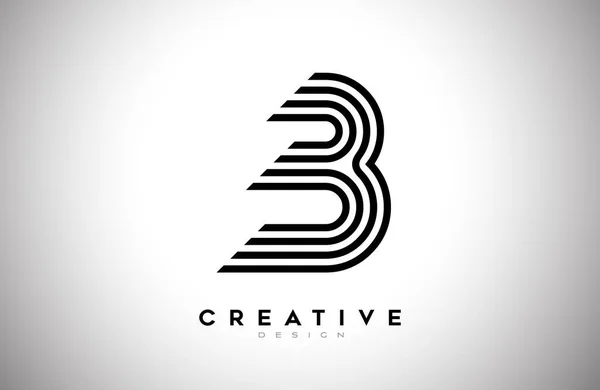ブラックラインとモノグラムのクリエイティブスタイルデザインベクトルと文字Bのロゴ — ストックベクタ