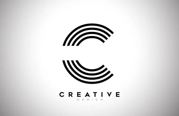 Lignes Lettre Logo Avec Lignes Noires Monogramme Design Style Créatif — Image vectorielle