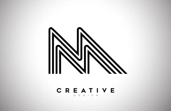 Righe Lettera Logo Con Linee Nere Monogramma Creative Style Design — Vettoriale Stock