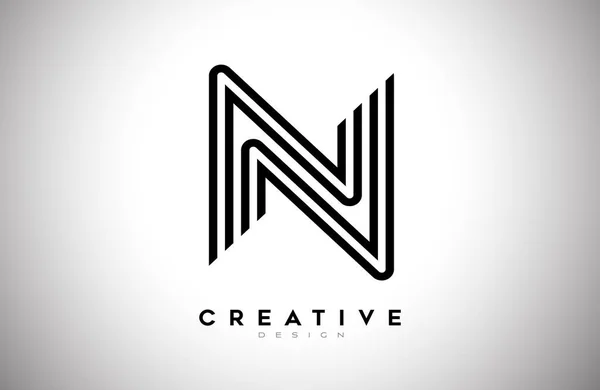 Linjer Bokstav Logo Med Svarta Linjer Och Monogram Creative Style — Stock vektor