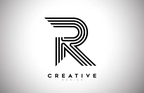 Linhas Letra Logotipo Com Linhas Pretas Monograma Criativo Estilo Design —  Vetores de Stock