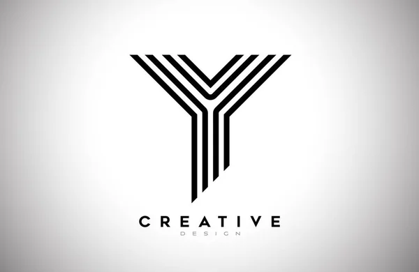 Linie Litera Logo Czarnymi Liniami Monogram Creative Style Design Vector — Wektor stockowy