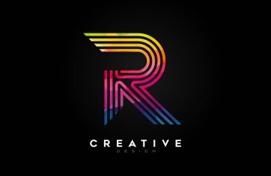 Satır ve Monogram Yaratıcı Tasarım Vektörüyle Canlı Satır Harfi R logosu