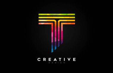 Satır ve Monogram Yaratıcı Tasarım Vektörüyle Canlı Satır Harfi T Logosu