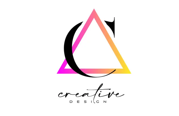 Carta Logo Dentro Triângulo Com Design Corte Criativo —  Vetores de Stock