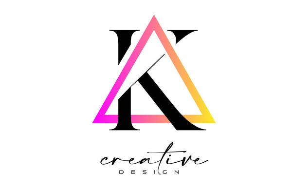 Letra Logo Dentro Triángulo Con Diseño Corte Creativo — Vector de stock