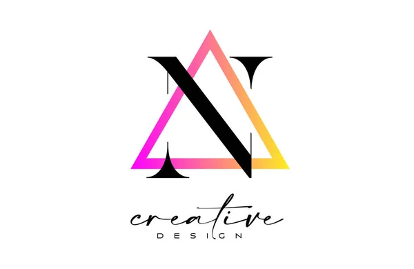 Letra Logo Dentro Triángulo Con Diseño Corte Creativo — Vector de stock