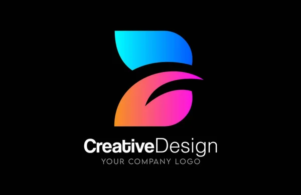 Business Letter Logo Design Blue Purple Colors Minimalist Creative Modern — Stock Vector