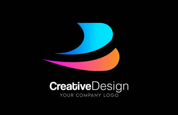 ビジネスレターB青と紫のロゴデザイン ミニマリズムクリエイティブとモダンなアイコンベクトル — ストックベクタ
