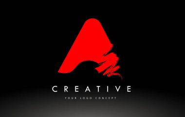 Fırçalanmış Harf Logosu. Kırmızı Fırça Harfleri tasarımı fırça darbesi tasarımı.