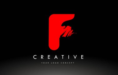 F Fırçalanmış Harf Logosu. Kırmızı Fırça Harfleri tasarımı fırça darbesi tasarımı.