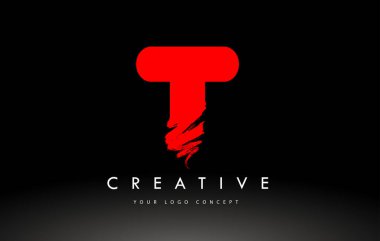 Fırçalanmış Harf Logosu. Kırmızı Fırça Harfleri tasarımı fırça darbesi tasarımı.