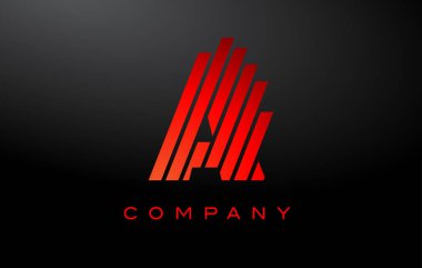 Kırmızı Çizgiler Tasarım Vektörlü Harf Logosu. Gökkuşağı Harf Simgesi İllüstrasyonu