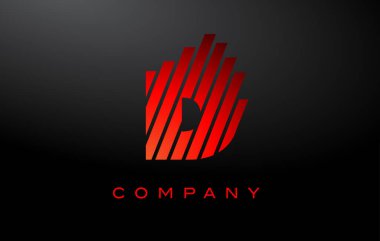 Kırmızı Çizgi Tasarım Vektörlü D harfi logosu. Kırmızı Harf Simgesi İllüstrasyonu