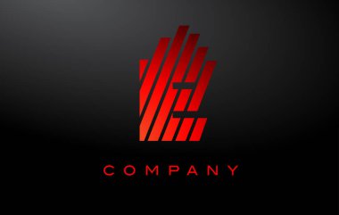 Kırmızı Çizgi Tasarım Vektörlü E Harfi Logosu. Kırmızı Harf Simgesi İllüstrasyonu