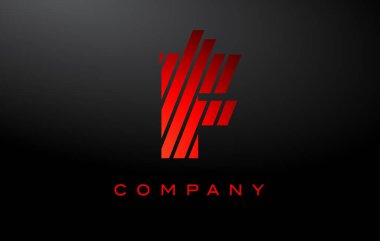 Kırmızı Çizgi Tasarım Vektörlü F Harfi Logosu. Kırmızı Harf Simgesi İllüstrasyonu