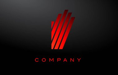 Kırmızı Çizgi Tasarım Vektörlü Harf Logosu. Kırmızı Harf Simgesi İllüstrasyonu