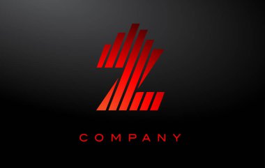 Kırmızı Çizgi Tasarım Vektörü olan Z Harfi Logosu. Kırmızı Harf Simgesi İllüstrasyonu