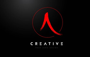 Kırmızı Fırça Harf Logosu Tasarımı. Sanatsal El Yazısı Harfler Logosu Kavramı.