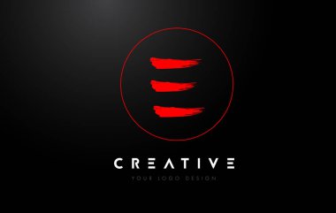 Kırmızı E Fırça Harf Logosu Tasarımı. Sanatsal El Yazısı Harfler Logosu Kavramı.