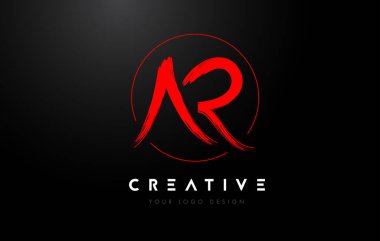 Kırmızı AR Fırça Harf Logosu Tasarımı. Sanatsal El Yazısı Harfler Logosu Kavramı.
