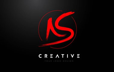 Kırmızı Fırça Mektup Logosu Tasarımı. Sanatsal El Yazısı Harfler Logosu Kavramı.