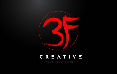 Kırmızı BF Fırça Mektup Logosu Tasarımı. Sanatsal El Yazısı Harfler Logosu Kavramı.