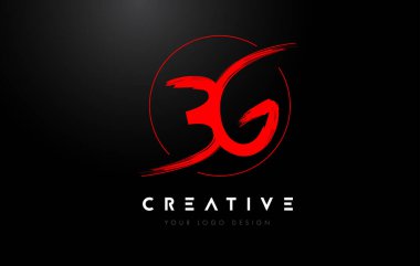 Kırmızı BG Fırça Harf Logosu Tasarımı. Sanatsal El Yazısı Harfler Logosu Kavramı.