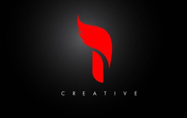 I Letter Wings Logo Tasarımı Kırmızı Kuş Uçan Kanat Simgesi.