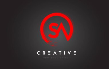 Red SA Circular Letter Logo with Circle Brush Design and Black Background.