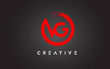 Red VG Circular Letter Logo with Circle Brush Design and Black Background.