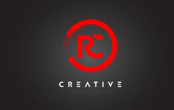 Циркулярный Логотип Red Рисунком Кисти Круга Черным Фоном — стоковый вектор