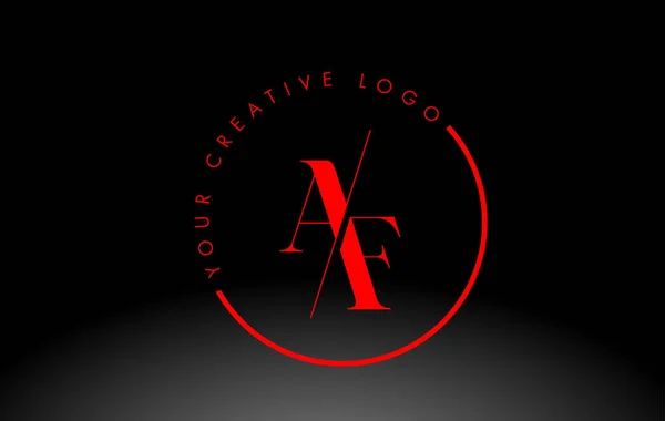 赤いAfセリフ文字のロゴデザインとクリエイティブ交差カット — ストックベクタ