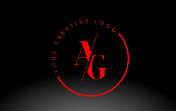 赤いAgセリフ文字のロゴデザインとクリエイティブ交差カット — ストックベクタ