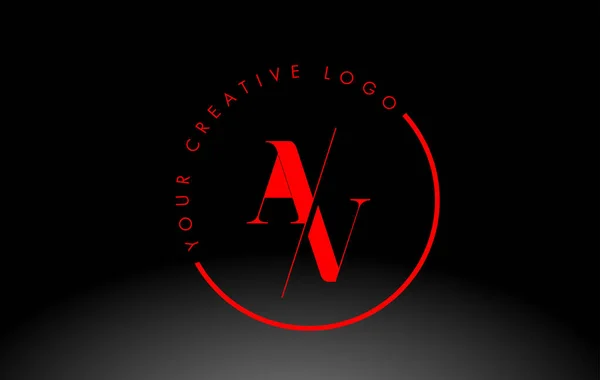 赤いAvセリフ文字のロゴデザインとクリエイティブ交差カット — ストックベクタ