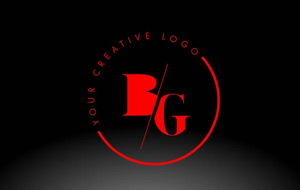 赤いBgセリフ文字のロゴデザインとクリエイティブ交差カット — ストックベクタ