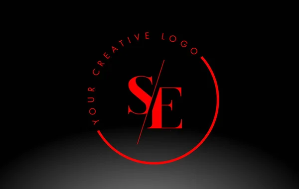 赤いSeセリフ文字のロゴデザインとクリエイティブ インターセクト カット — ストックベクタ