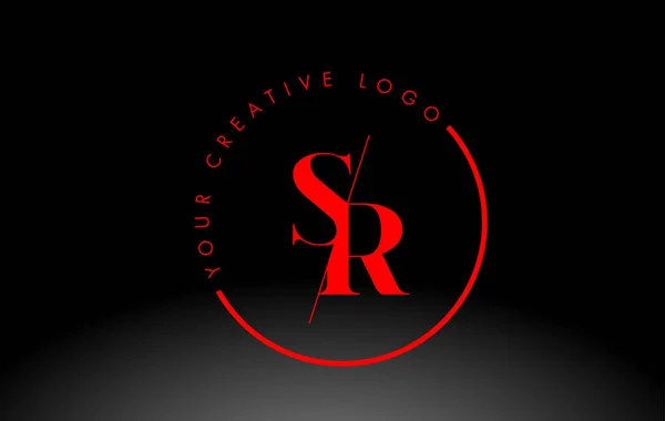 赤いSrセリフ文字のロゴデザインとクリエイティブ交差カット — ストックベクタ