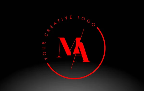 赤いMaセリフ文字のロゴデザインとクリエイティブ交差カット — ストックベクタ