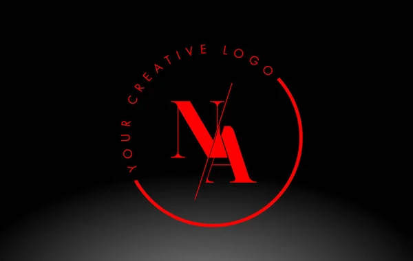 赤いNaセリフ文字のロゴデザインとクリエイティブ インターセクト カット — ストックベクタ