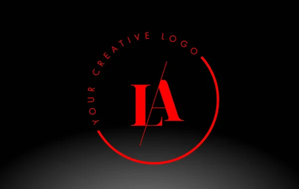 赤いLaセリフ文字のロゴデザインとクリエイティブ交差カット — ストックベクタ