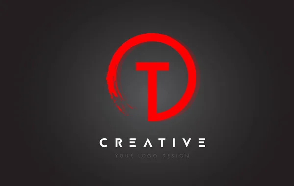 Red Circular Letter Logo Circle Brush Design Black Background Ліцензійні Стокові Ілюстрації