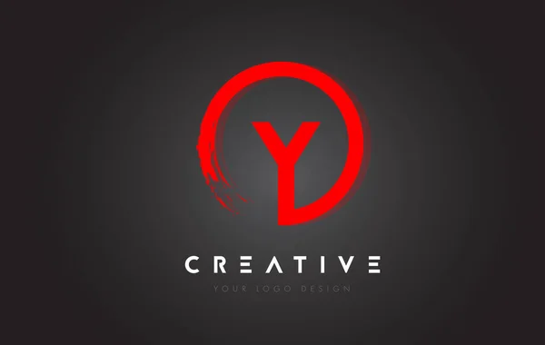 Red Circular Letter Logo Circle Brush Design Black Background Стокова Ілюстрація