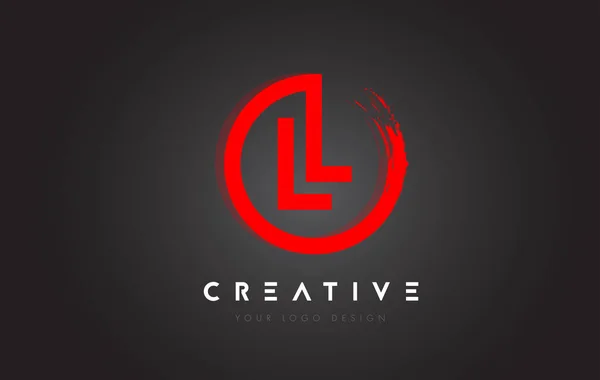 Lred Circular Letter Logo Circle Brush Design Black Background Стокова Ілюстрація